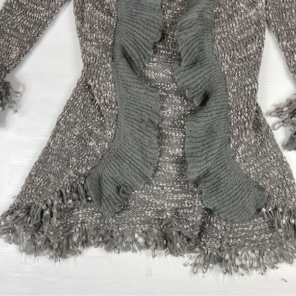 Papillon Vancouver Los Angeles Cardigan Lace Trim Gray Knit Ruffled Women S - Picture 3 of 10